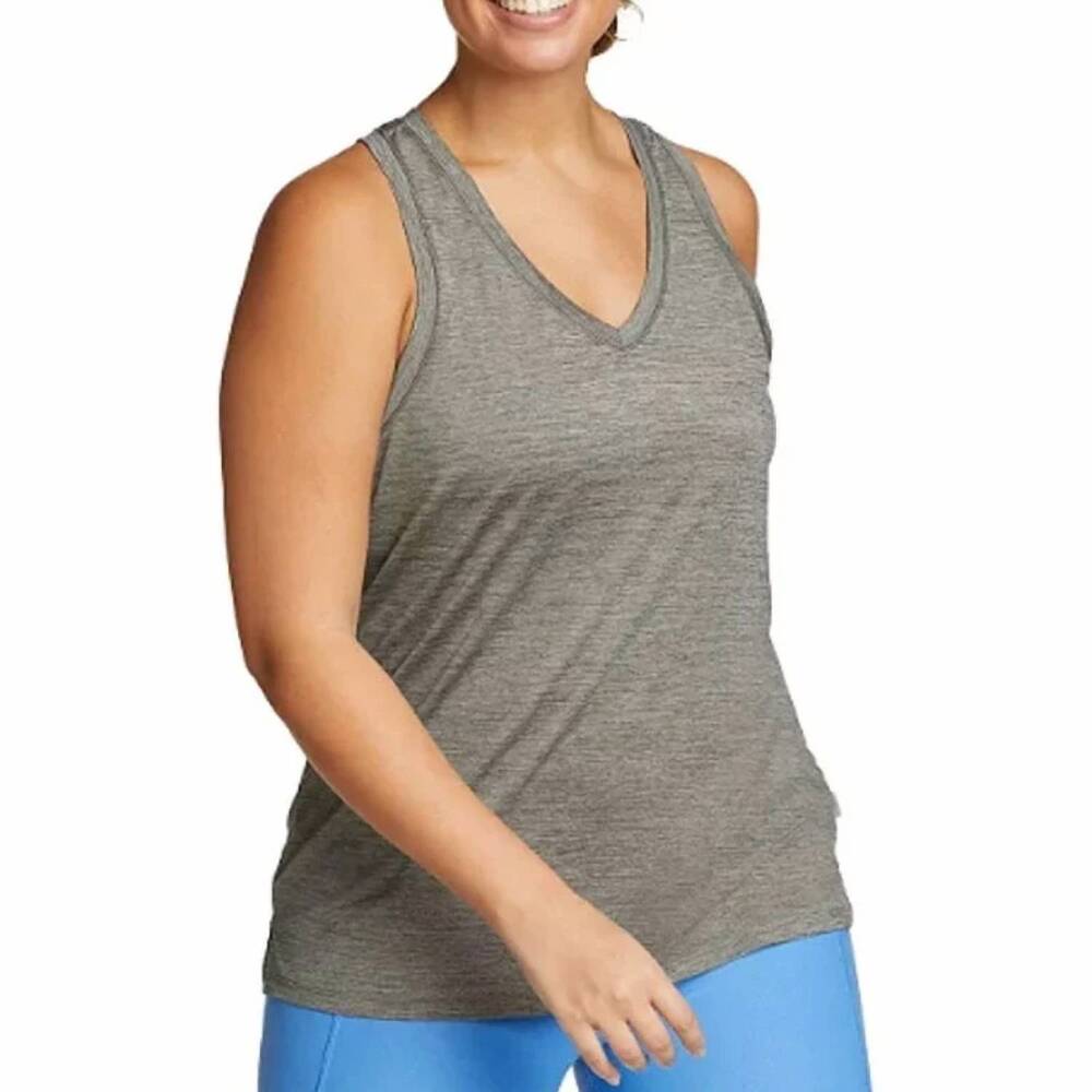 NEW EDDIE BAUER resolution v-neck tank top - big and tall in heathered gray